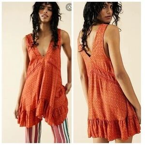 Free People Let It Happen Mini Slip Dress Boho Size Small